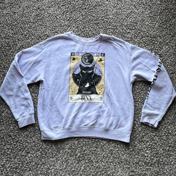 Disney Tops - Disney Hocus Pocus Cat Sweatshirt Womens Large Purple Cotton Blend Whimsigoth